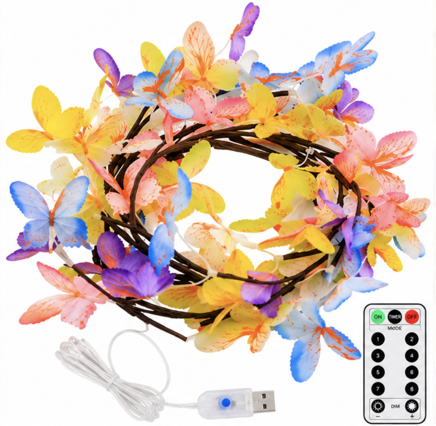 Ghirlanda Luminoasa LED cu Flori USB Telecomanda 8 Moduri de Iluminare Decorativa